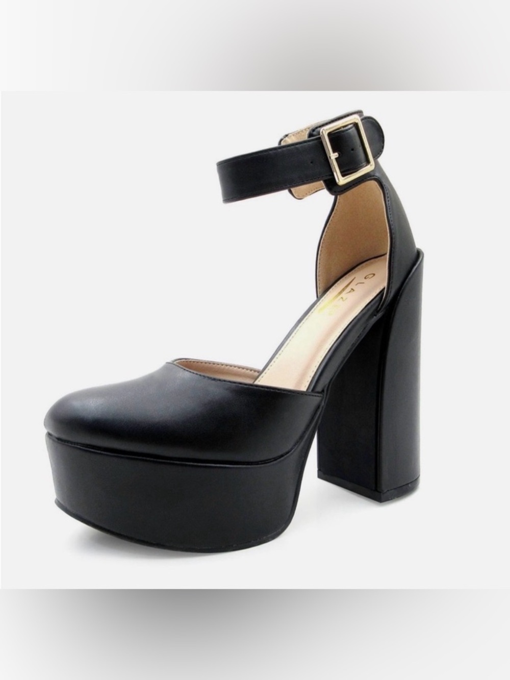 NIB [Lurnyet] Dreamer Black Platform Ankle Strap Platform Chunky Heels Women’s 7 - Picture 2 of 12